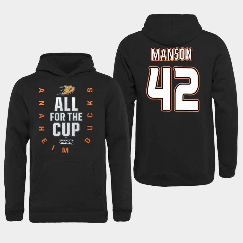 NHL Men Anaheim Ducks 42 Manson Black All for the Cup Hoodie
